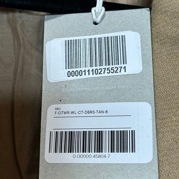 Everlane The Italian ReWool Overcoat Double-Breasted Tan Women 8 NWT - Picture 13 of 13